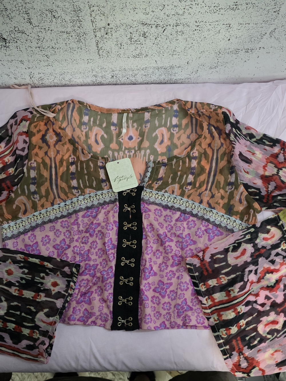 Free People Multicolor Printed Boho Tunic in Pink, Purple, Olive & Brown